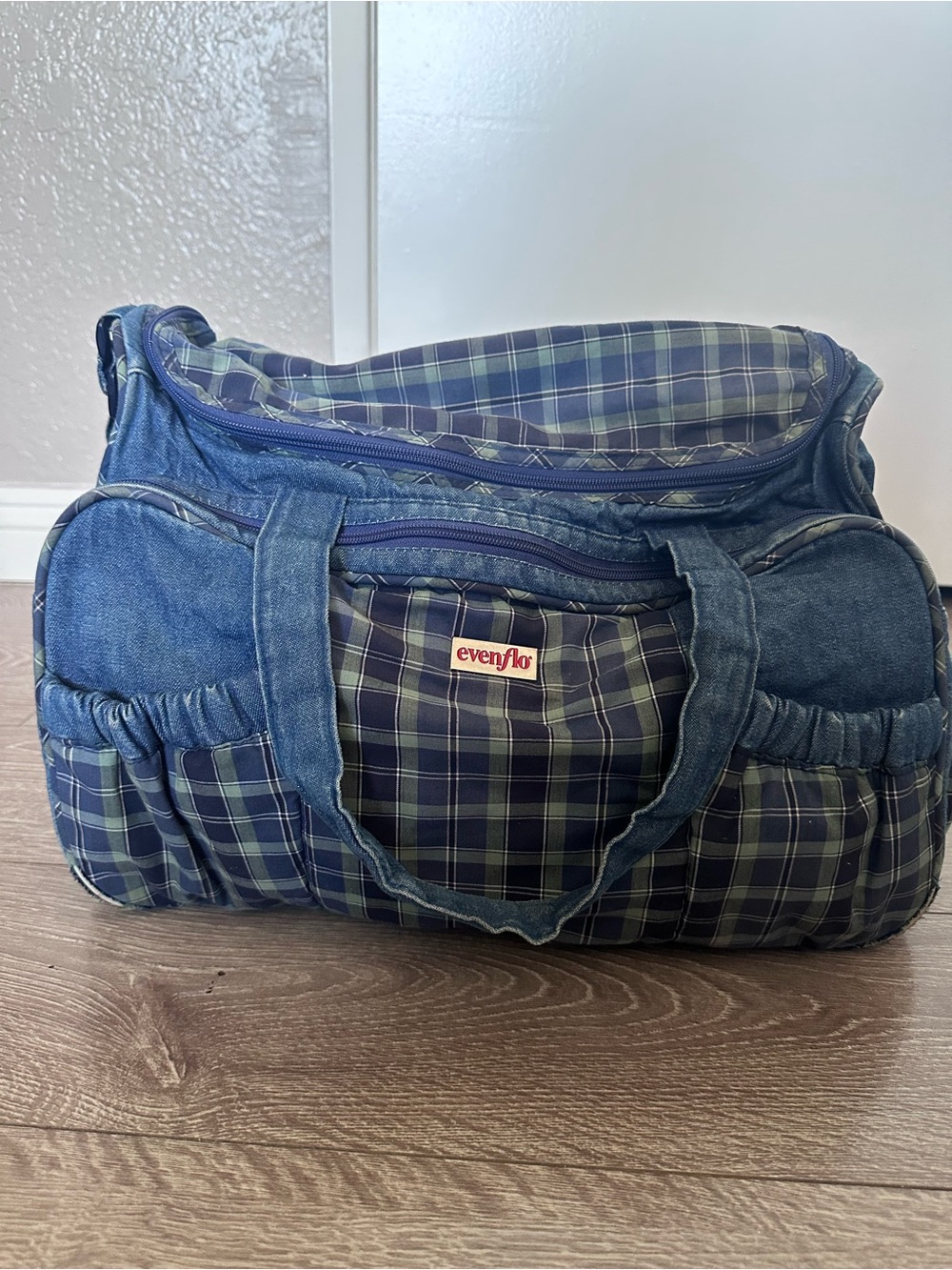 Vintage Evenflo Plaid Baby Diaper Bag 90s Y2K
